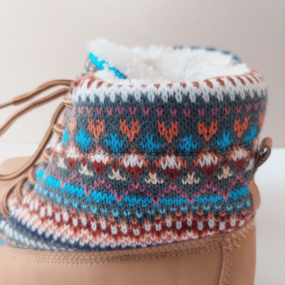 Olivia Miller Womens Sz 7 Lace Up Tan Ankle Booties Sweater Top Fashion Shoe - Picture 9 of 13